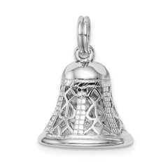 Sterling Silver Rhodium-platedPolished Movable Bell Charm QC6767