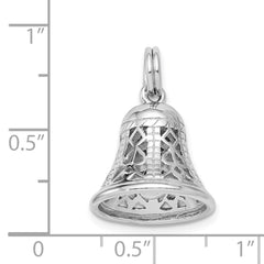 Sterling Silver Rhodium-platedPolished Movable Bell Charm QC6767