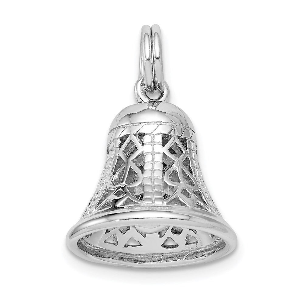 Sterling Silver Rhodium-platedPolished Movable Bell Charm QC6767