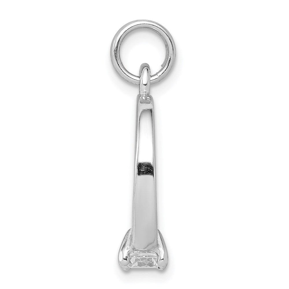 Sterling Silver Rhodium-platedCZ Polished Ring Charm QC6768