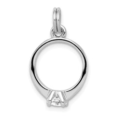 Sterling Silver Rhodium-platedCZ Polished Ring Charm QC6768
