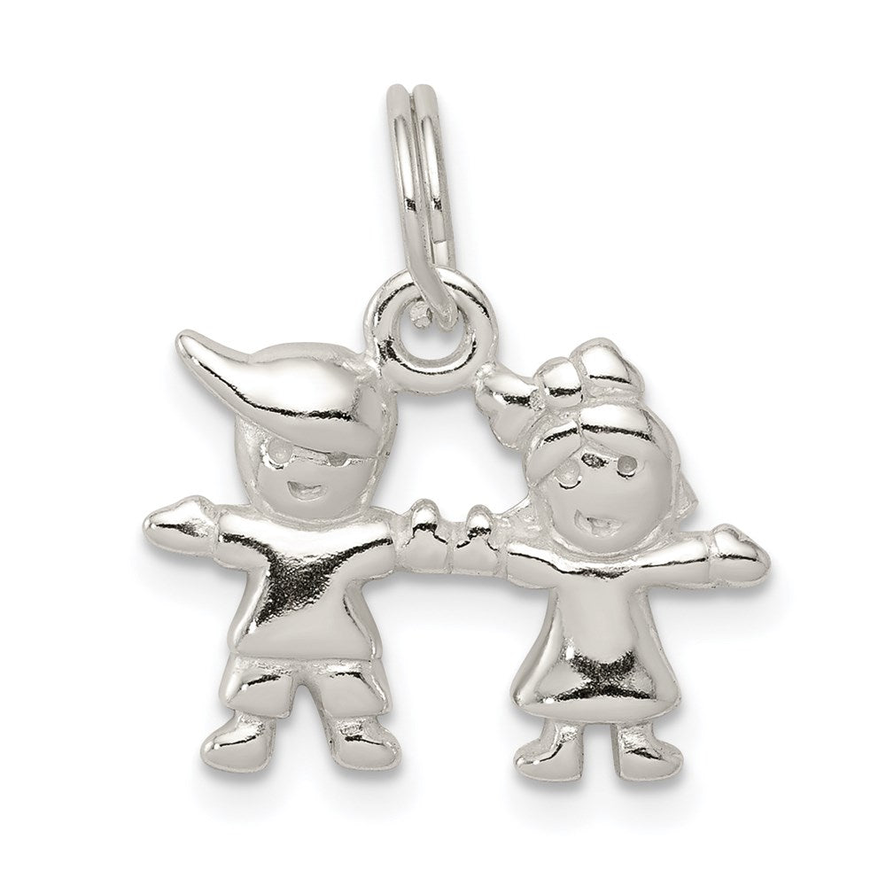 Sterling Silver Polished Boy and Girl Charm QC6799