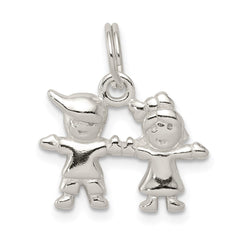 Sterling Silver Polished Boy and Girl Charm QC6799
