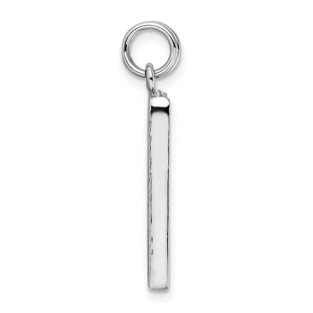 Sterling Silver Rhodium-plated Textured Picture Frame Charm QC6804