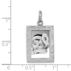 Sterling Silver Rhodium-plated Textured Picture Frame Charm QC6804