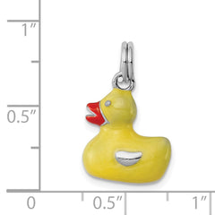 Sterling Silver Rhodium-plated Enamel Duck Charm QC6812