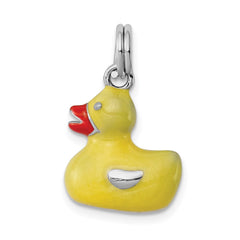 Sterling Silver Rhodium-plated Enamel Duck Charm QC6812