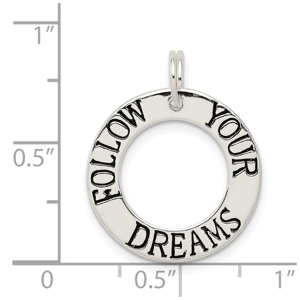 Sterling Silver Polished Enameled Follow Your Dreams Circle Charm QC6827