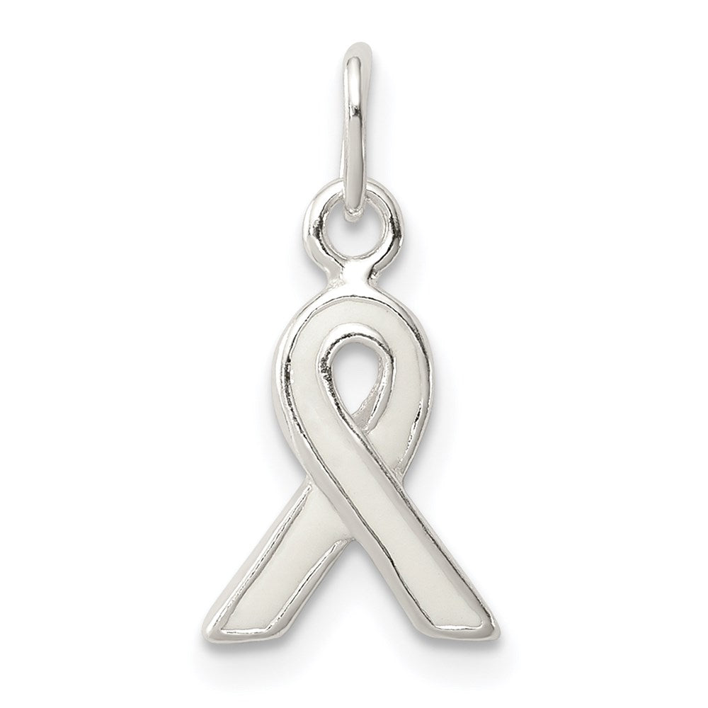 Sterling Silver White Enameled Awareness Charm QC6831