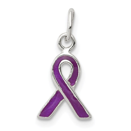 Sterling Silver Purple Enameled Awareness Charm QC6838