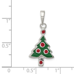 Sterling Silver Enameled Christmas Tree Pendant QC6885