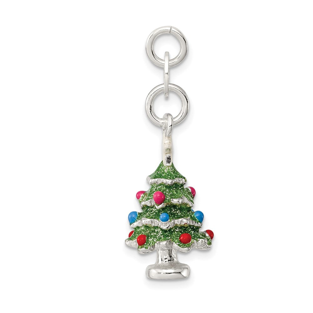 Sterling Silver Enameled Christmas Tree Charm QC6890