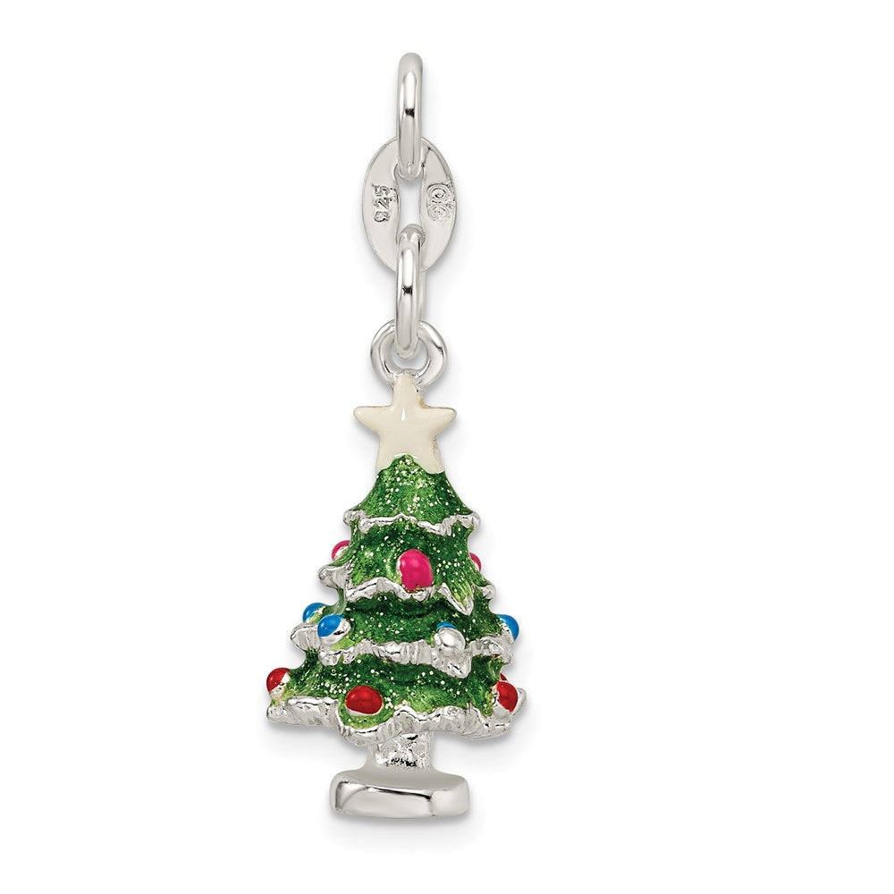 Sterling Silver Enameled Christmas Tree Charm QC6890