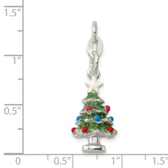 Sterling Silver Enameled Christmas Tree Charm QC6890