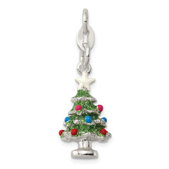 Sterling Silver Enameled Christmas Tree Charm QC6890