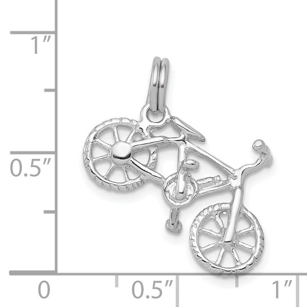 Sterling Silver Rhodium-platedPolished Bicycle Charm QC6900