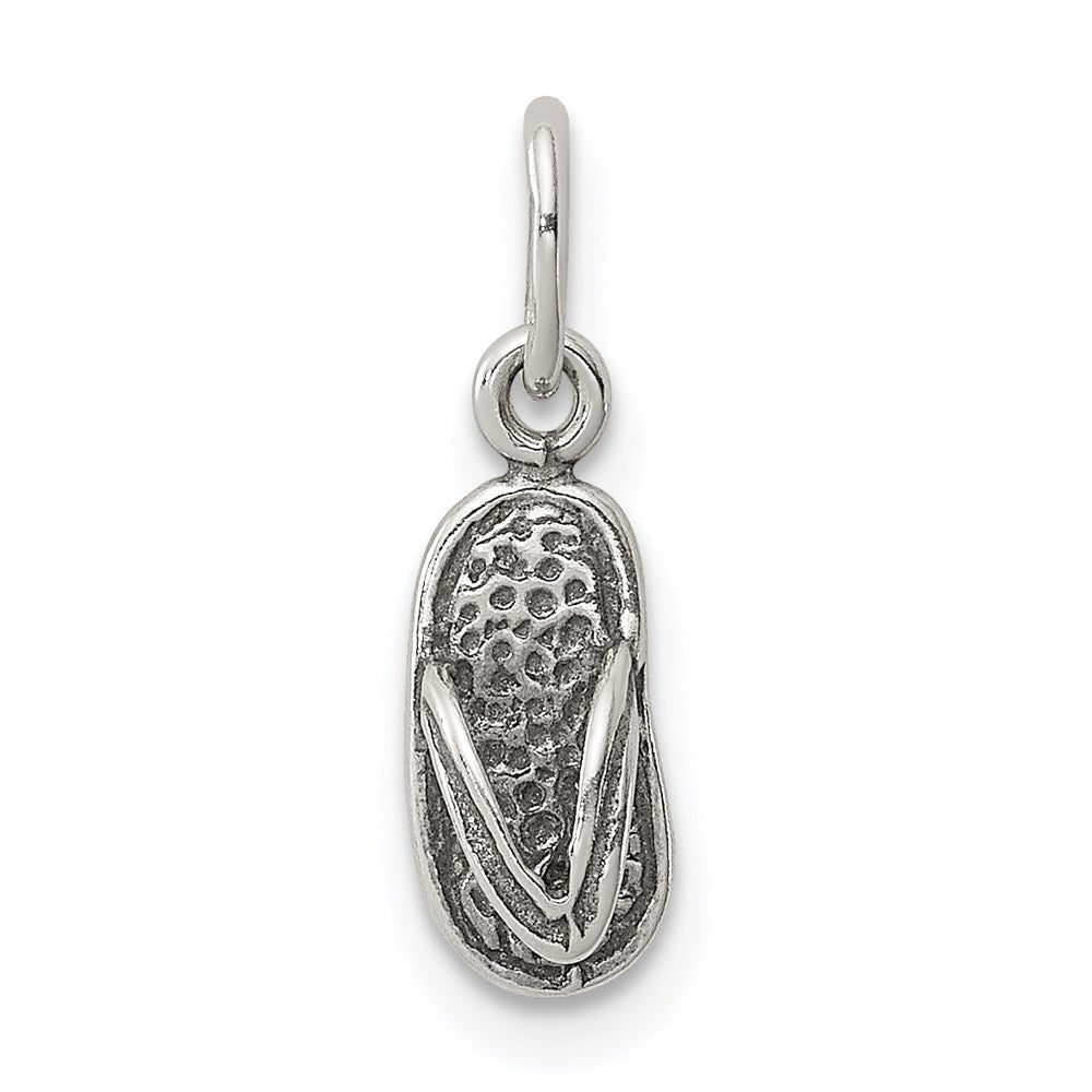 Sterling Silver Antiqued& Textured Flip Flop Children's Charm QC6908