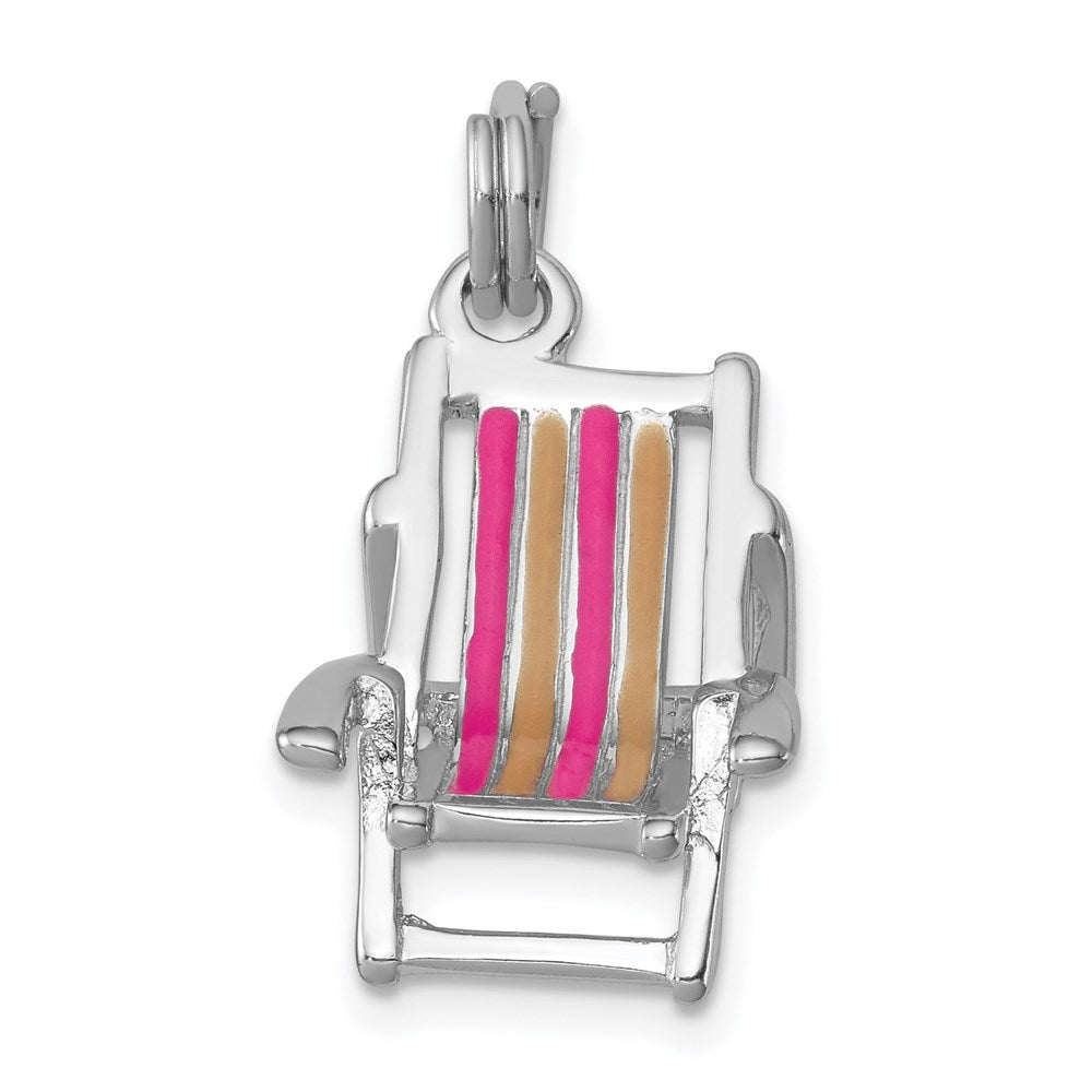 Sterling Silver Rhodium-platedEnamel Beach Chair Charm QC6911