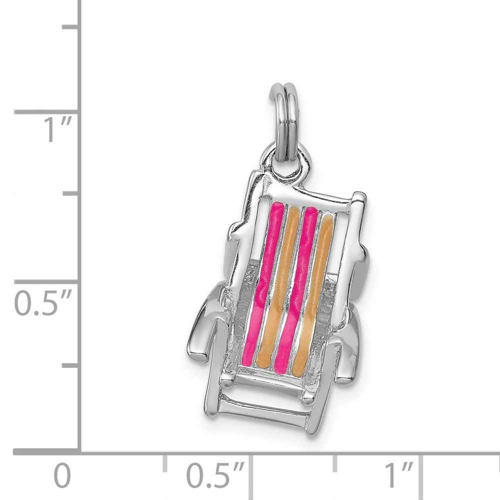 Sterling Silver Rhodium-platedEnamel Beach Chair Charm QC6911