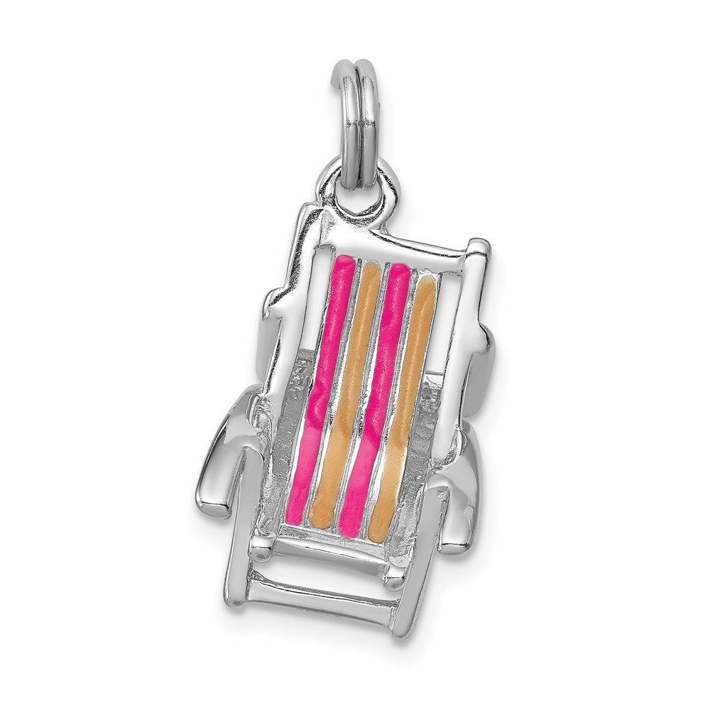 Sterling Silver Rhodium-platedEnamel Beach Chair Charm QC6911