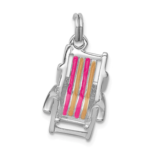 Sterling Silver Rhodium-platedEnamel Beach Chair Charm QC6911