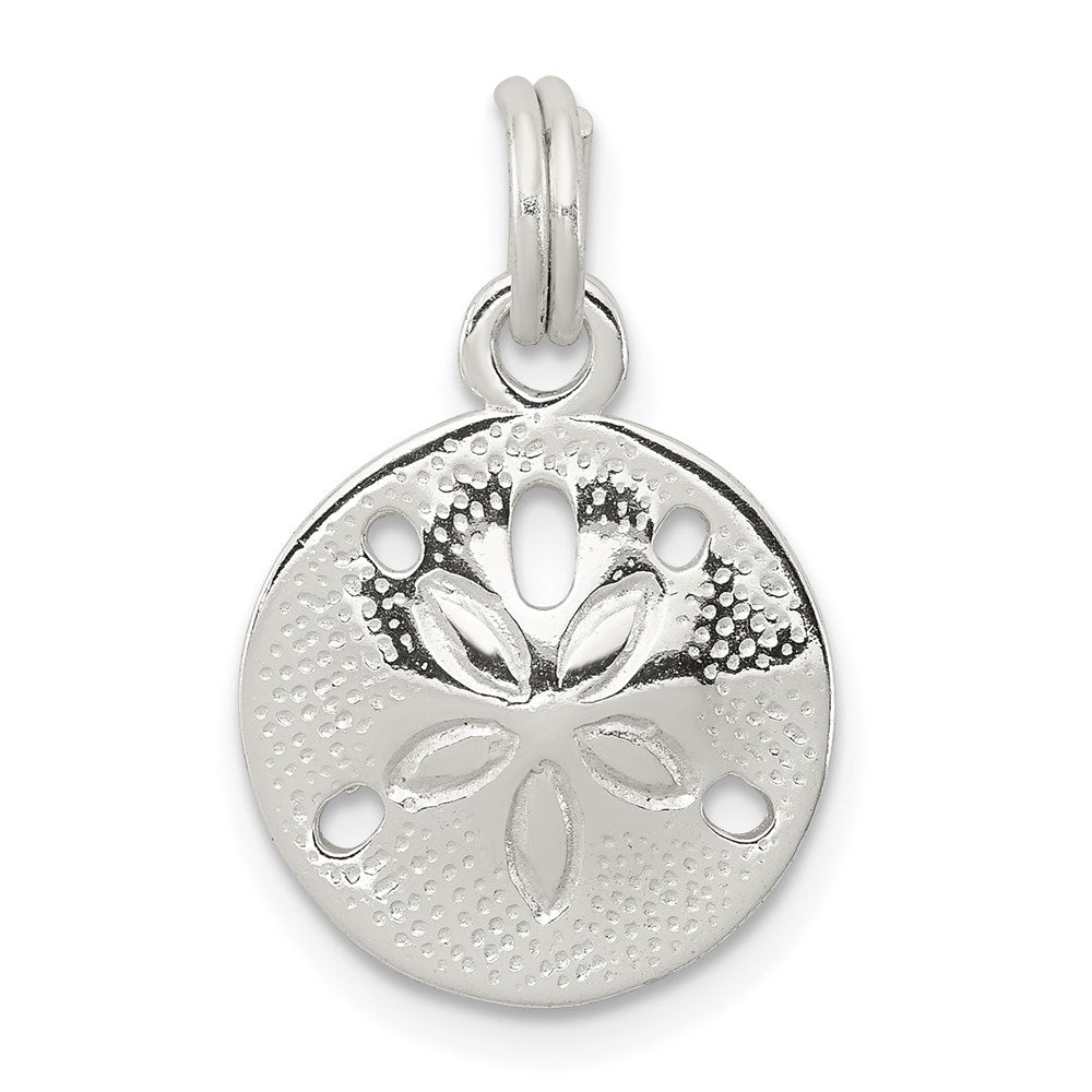 Sterling Silver Rhodium-plated Polished Sand Dollar Charm QC6913