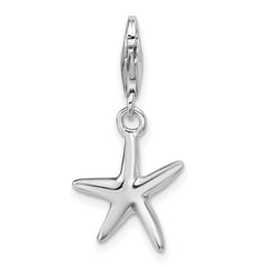 Sterling Silver Rhodium-plated Polished Starfish Charm QC6921