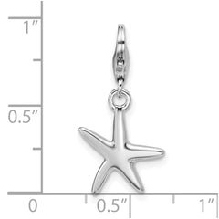 Sterling Silver Rhodium-plated Polished Starfish Charm QC6921