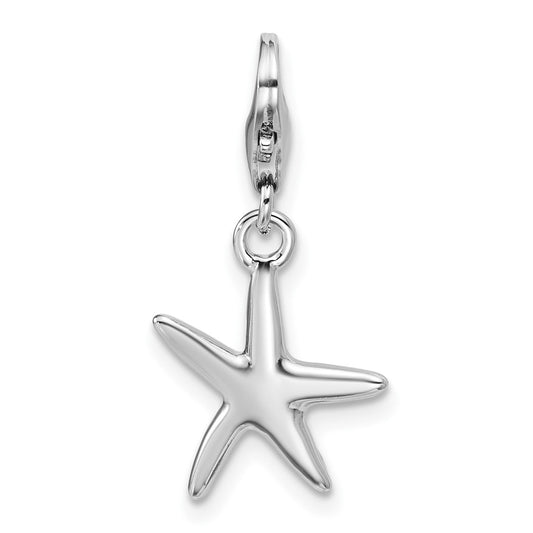 Sterling Silver Rhodium-plated Polished Starfish Charm QC6921