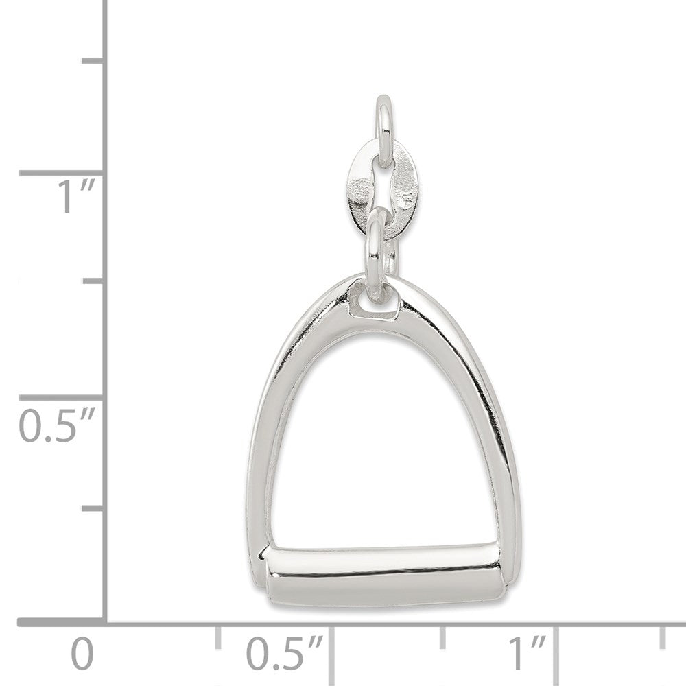 Sterling Silver Large Polished Horse Stirrup Charm QC6964