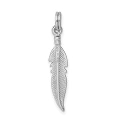 Sterling Silver Rhodium-platedPolished Feather Charm QC6967