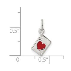 Sterling Silver Enameled Ace Of Hearts Card Charm QC6984