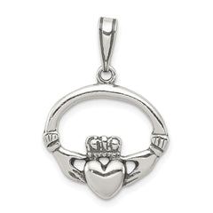 Sterling Silver Antiqued Claddagh Pendant QC7003