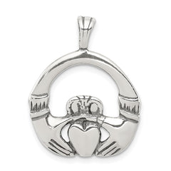 Sterling Silver Antiqued Claddagh Pendant QC7005