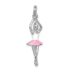 Sterling Silver Rhodium-platedEnamel Ballerina Charm QC7097