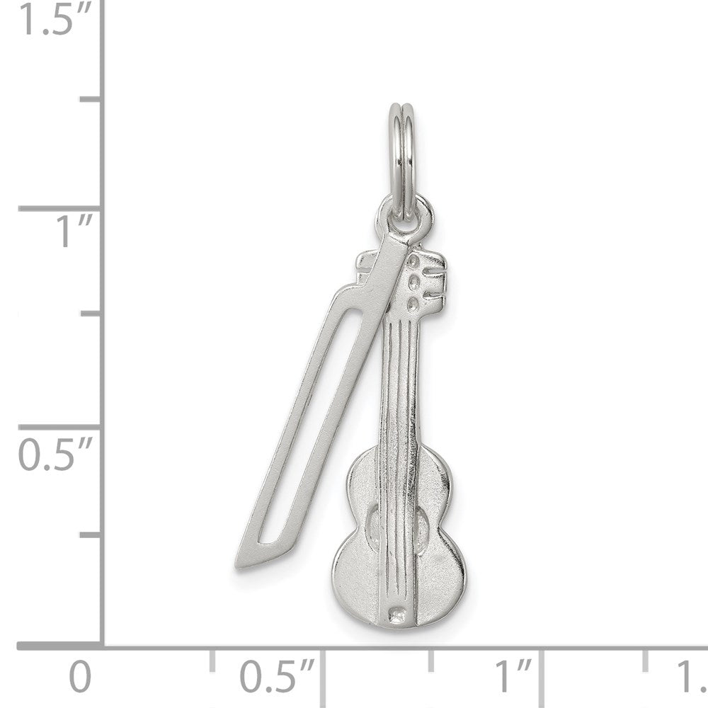 Sterling Silver Polished Violin & Bow Charm QC7112