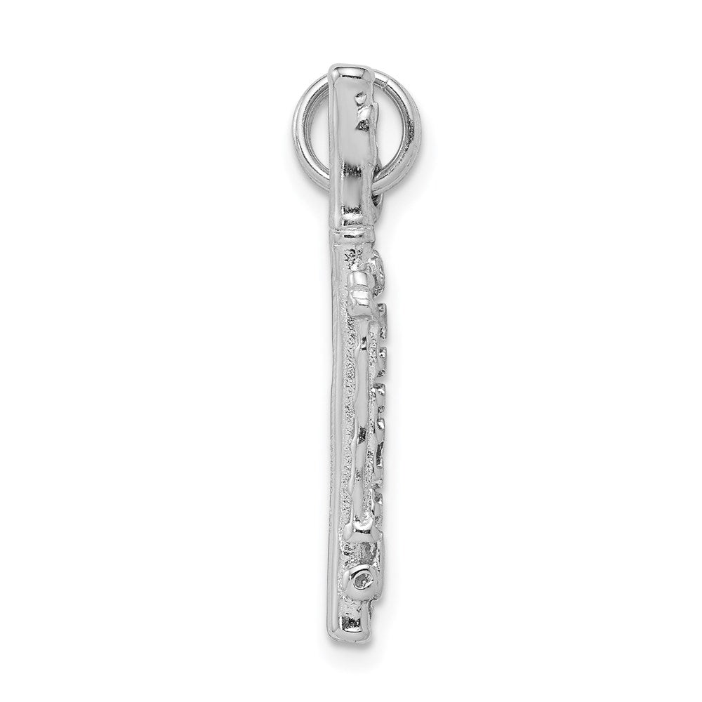 Sterling Silver Rhodium-platedPolished Flute Charm QC7116