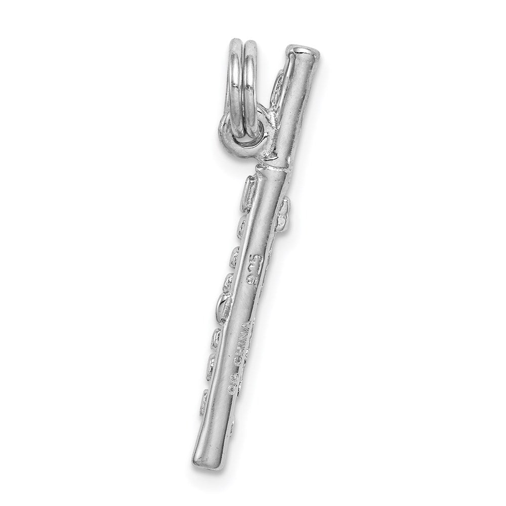 Sterling Silver Rhodium-platedPolished Flute Charm QC7116