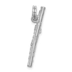 Sterling Silver Rhodium-platedPolished Flute Charm QC7116