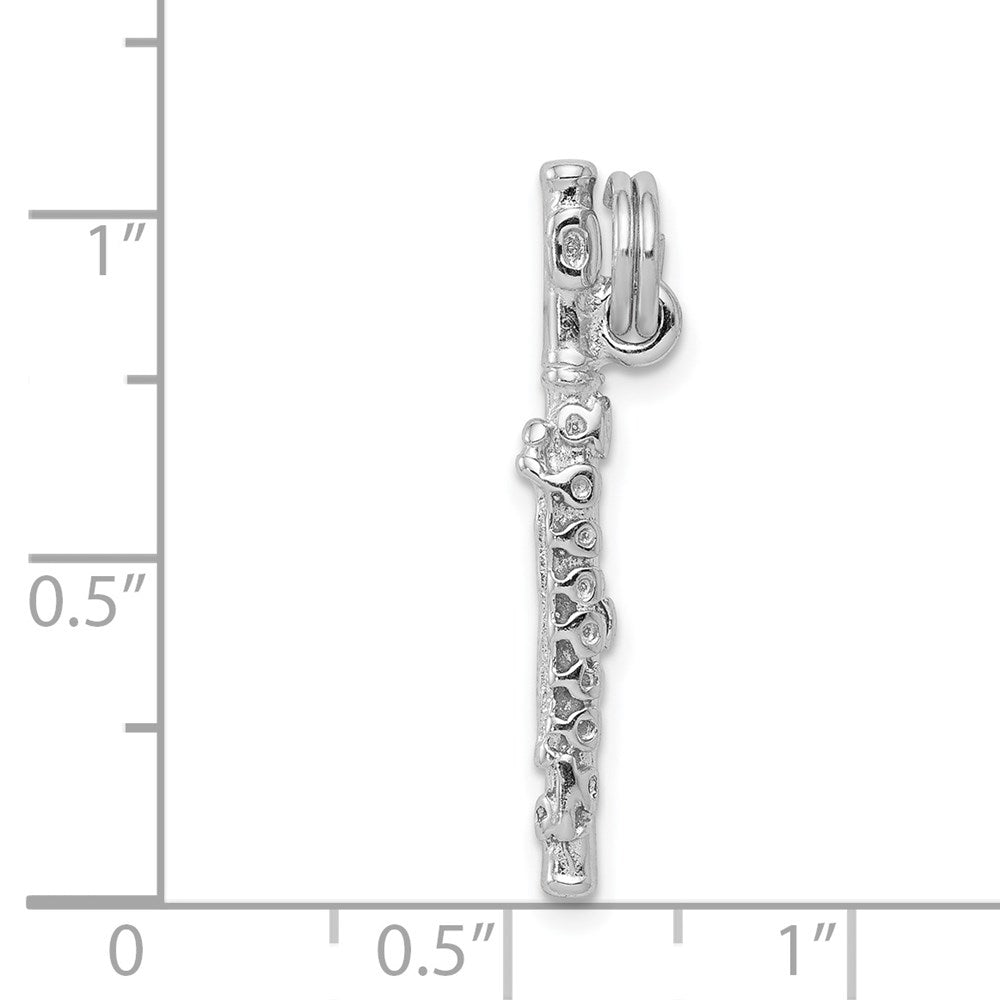 Sterling Silver Rhodium-platedPolished Flute Charm QC7116
