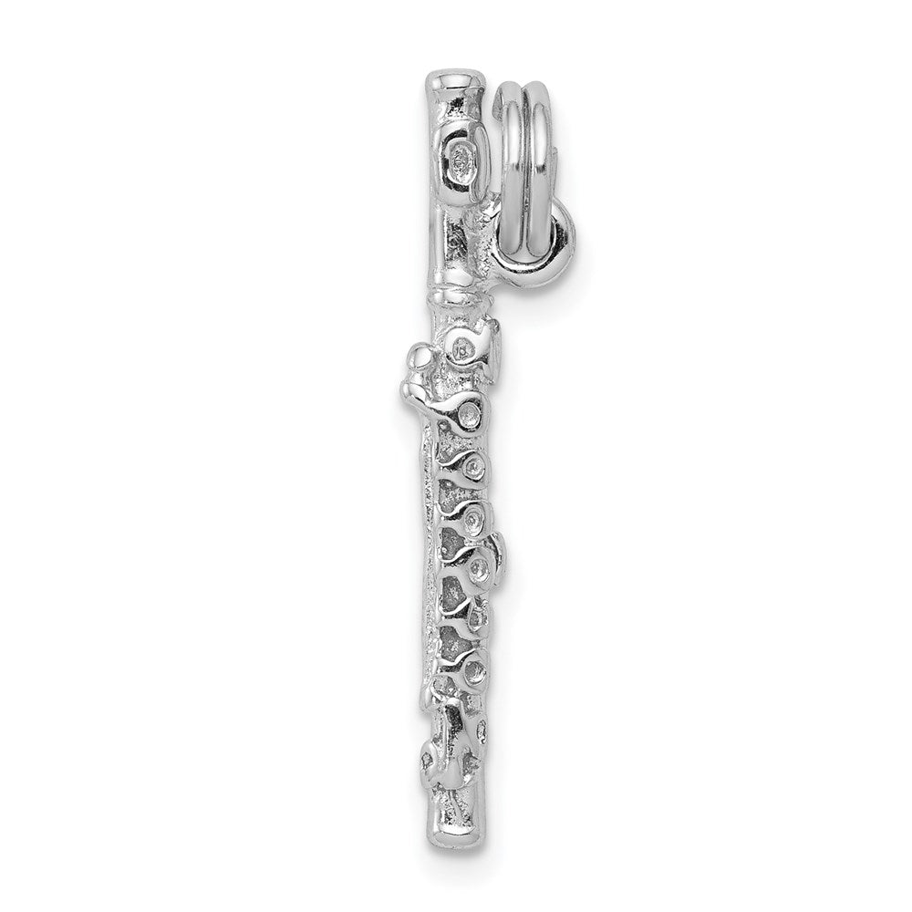 Sterling Silver Rhodium-platedPolished Flute Charm QC7116