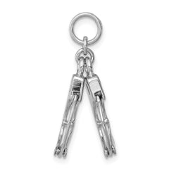 Sterling Silver Rhodium-platedPolished Movable Handcuffs Charm QC7120