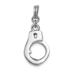 Sterling Silver Rhodium-platedPolished Movable Handcuffs Charm QC7120