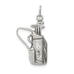 Sterling Silver Antiqued Golf Clubs w/Bag Charm QC7129