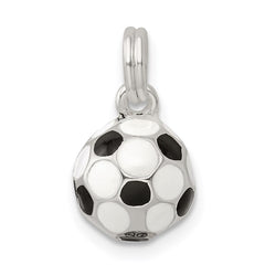 Sterling Silver Black & White Enameled Soccer Ball Charm QC7134