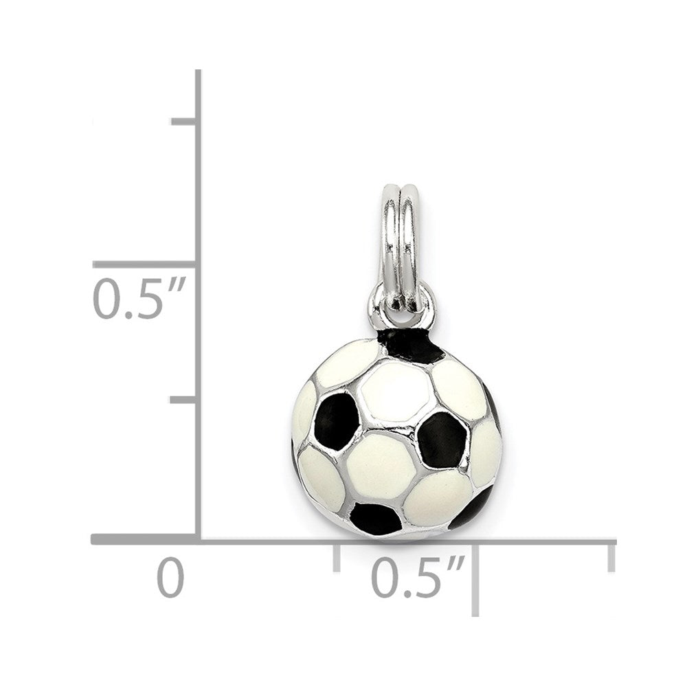 Sterling Silver Black & White Enameled Soccer Ball Charm QC7134