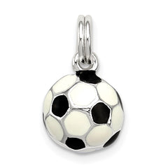 Sterling Silver Black & White Enameled Soccer Ball Charm QC7134