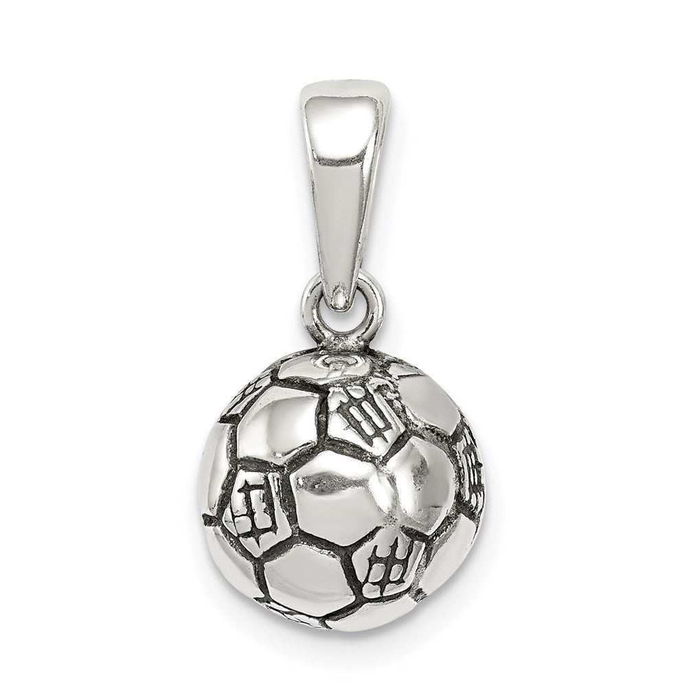 Sterling Silver Antiqued Soccer Ball Pendant QC7135