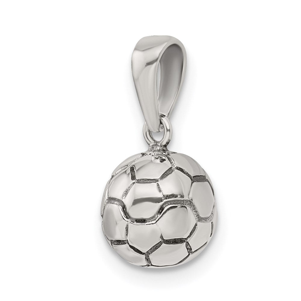 Sterling Silver Antiqued Soccer Ball Pendant QC7137