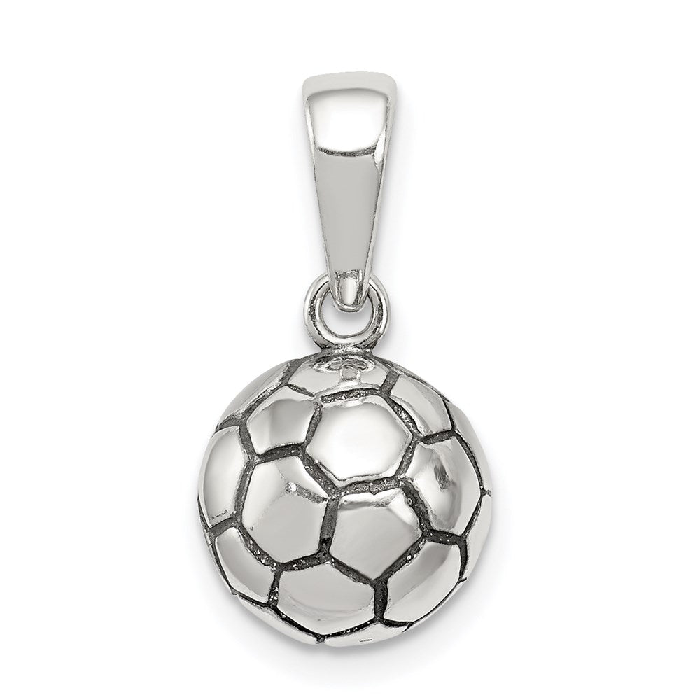Sterling Silver Antiqued Soccer Ball Pendant QC7137
